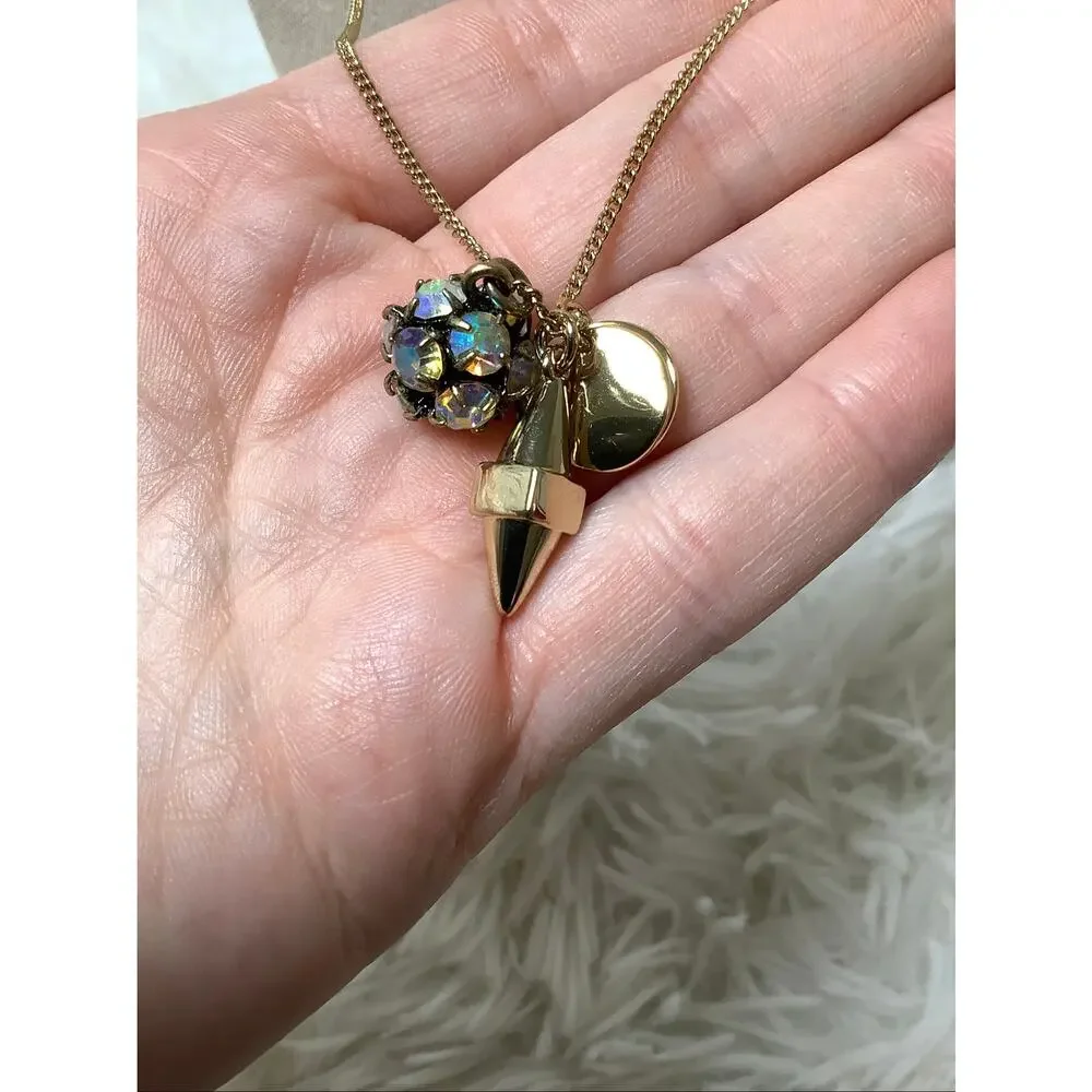 J.Crew Women's Layered Iridescent Gem Ball & Gold-Tone Pendent Necklace C32-1